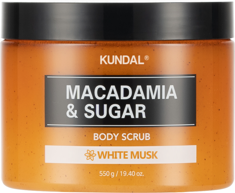 Sugar Body Scrub Exfoliating Macadamia Oil White Musk KUNDAL 550g