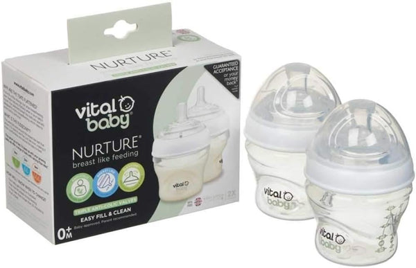 Breast Like Bottles Anti Colic Feeding Bottle Set Vital Baby 150ml 2Pc
