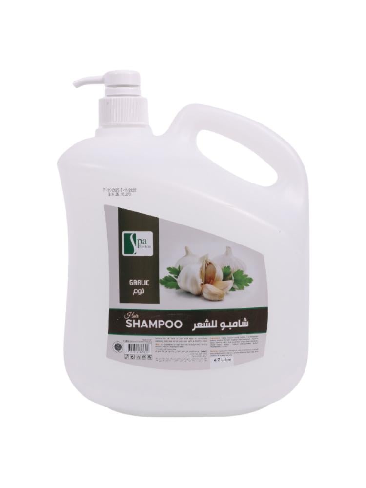 Spa System Garlic Hair Shampoo - Strengthens Hair Follicles, 4.2 L