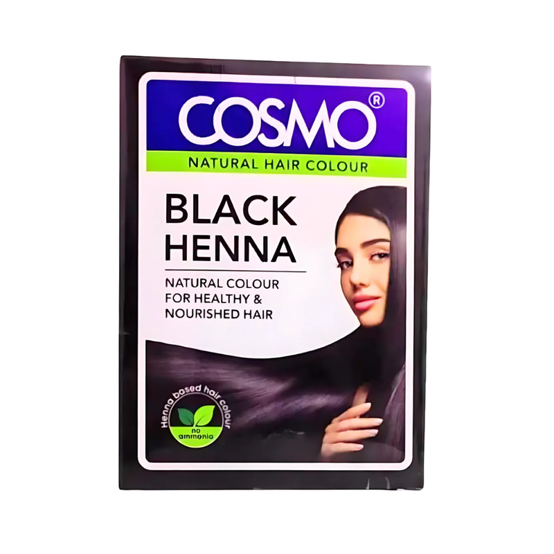 Cosmo Henna Hair Dye Powder, Black, Natural Formula, 60g