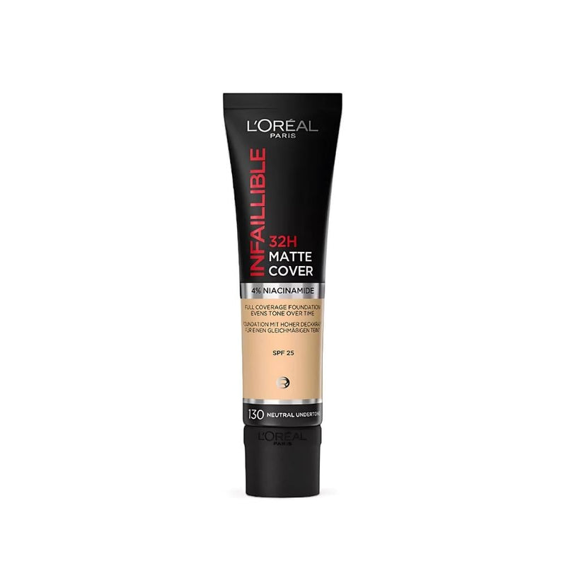L'Oreal Paris Infallible Matte Foundation, 130 Natural, High Coverage, Liquid