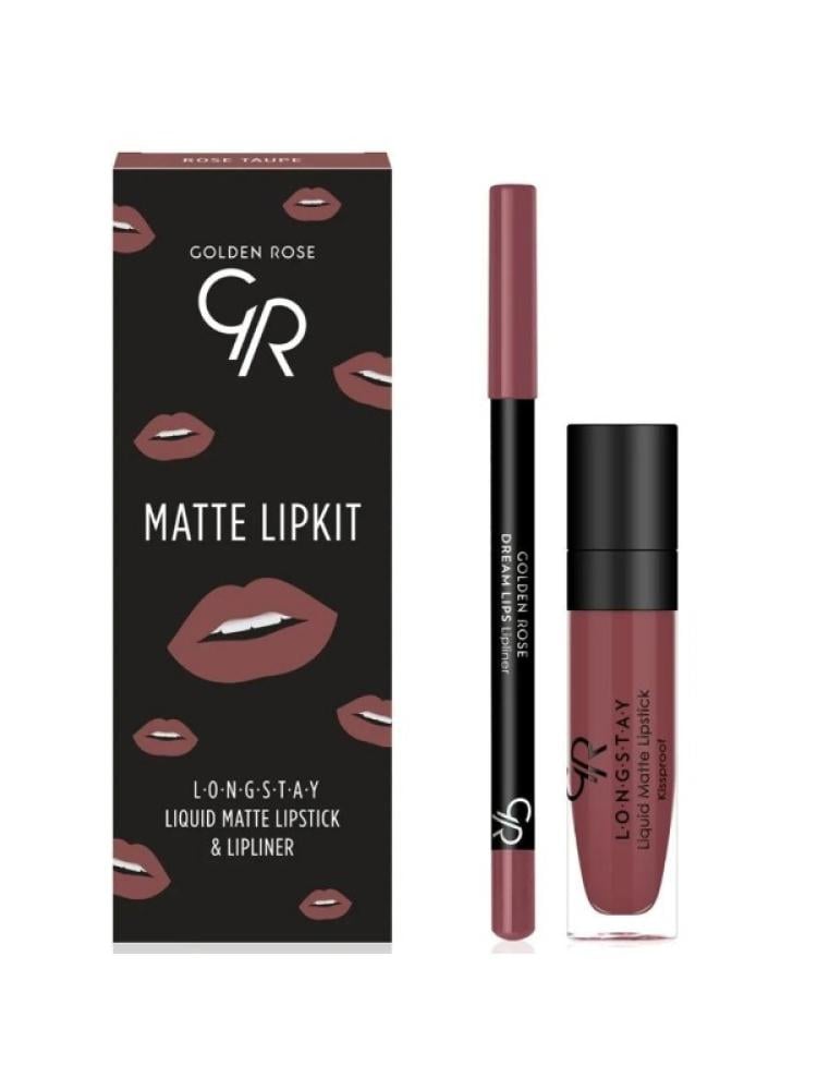 Golden Rose Lipstick + Lip Liner Set - Long-Lasting - 5.5 ml
