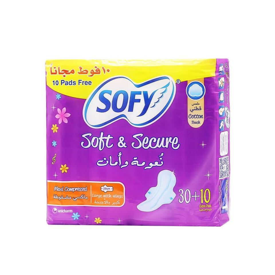 Sofy Soft & Safe Maxi Sanitary Pads with Wings Large 30+10 Pads