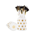 Makeup Brush Travel Case 11-Piece White Dotted Brush Set BH Cosmetics