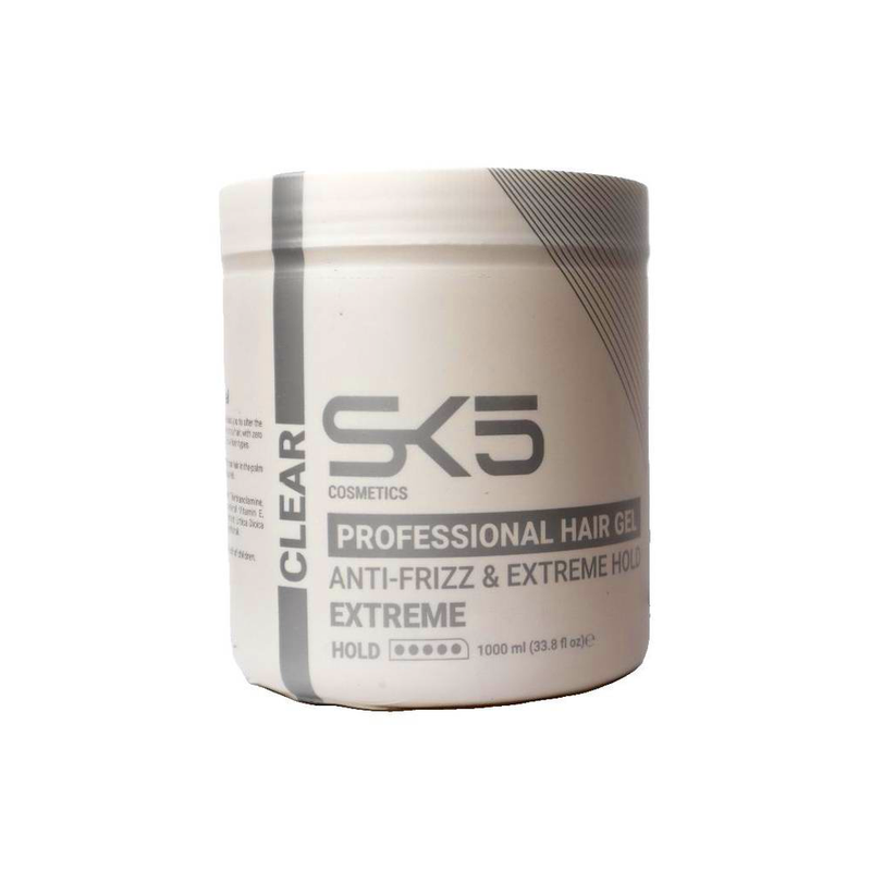 Sk5 Hair Styling Gel, Strong Hold, Anti-Frizz, Water-Based, 1000ml
