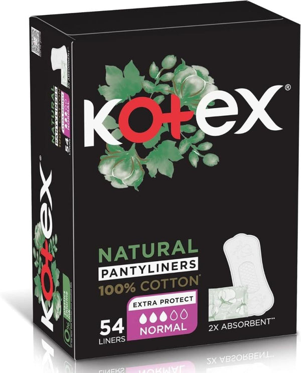 Natural Cotton Pantyliners Normal Breathable Feminine Hygiene Kotex 54 Pcs