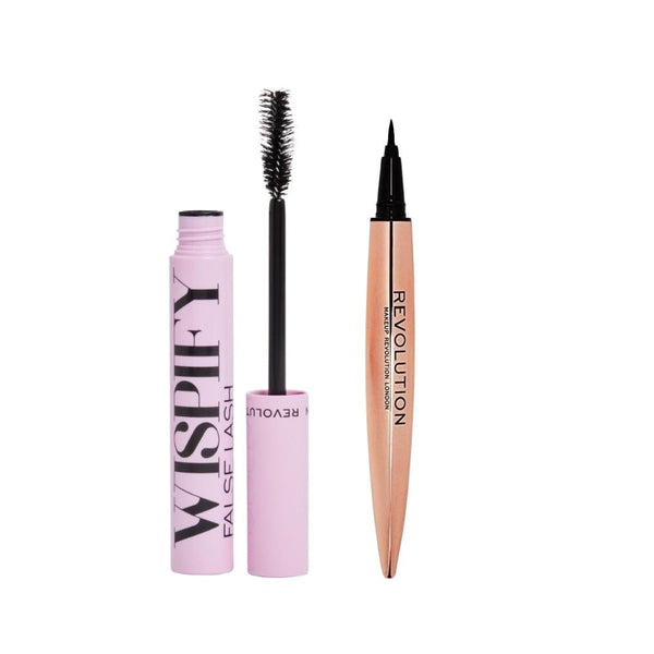 Revolution Whispy Eye Makeup Set, Volumizing Mascara & Liquid Eyeliner, 2-Piece