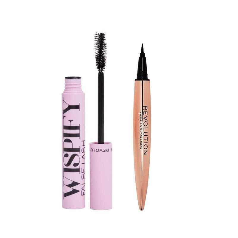 Revolution Whispy Eye Makeup Set, Volumizing Mascara & Liquid Eyeliner, 2-Piece