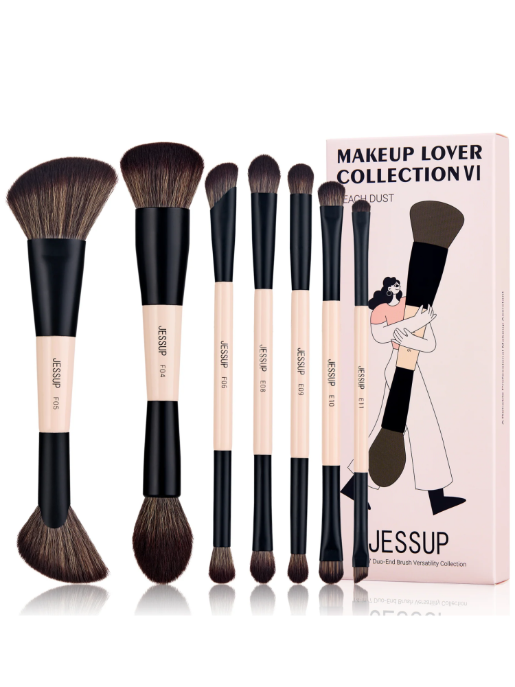 Jessup Makeup Brush Set - 7 Pieces T600 for Face & Eye