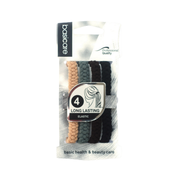 Basic Care Elastic Hair Ties 4-Pack Assorted Colors Model 3447