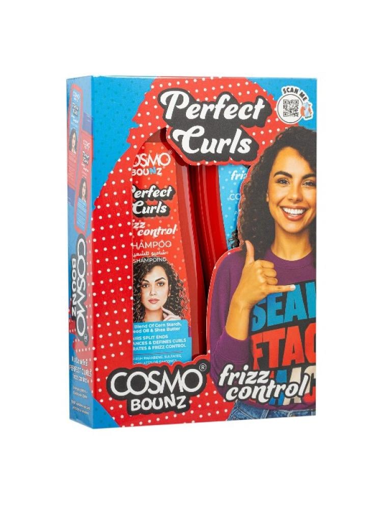 Cosmo Bounz Perfect Curls Shampoo and Conditioner Set Shea Butter Linseed Oil 2 x 400ml