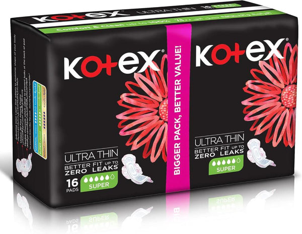 Ultra Thin Super Sanitary Pads With Wings Feminine Care Kotex 16 Pcs