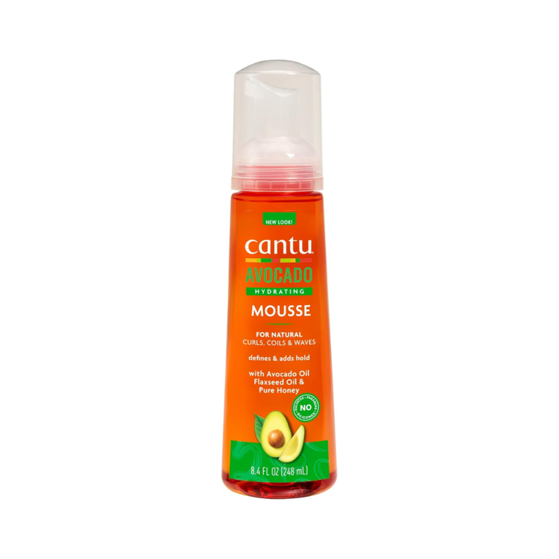 Cantu Avocado Moisturizing Styling Mousse, with Avocado Oil and Flaxseed Oil, 248ml