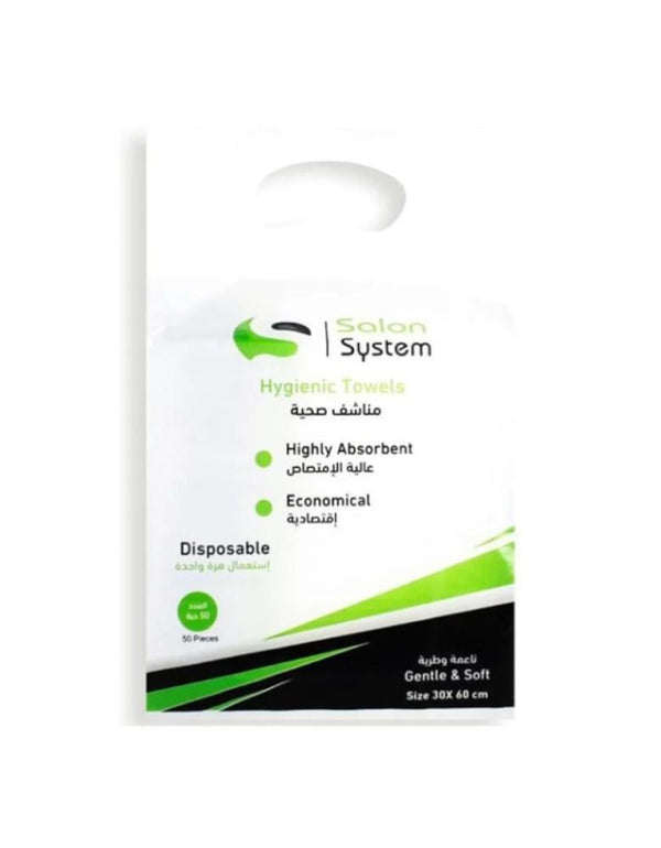Salon System Disposable Sanitary Towels, Absorbent, Soft, 60 x 30 cm, 50 Count