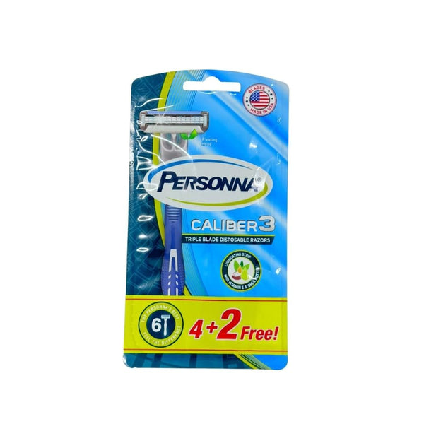 Persona 3-Blade Razor Ceramic Blades Moisturizing Strip 6 Count