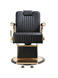 Salon System Men's Barber Chair - Black with Gold Frame