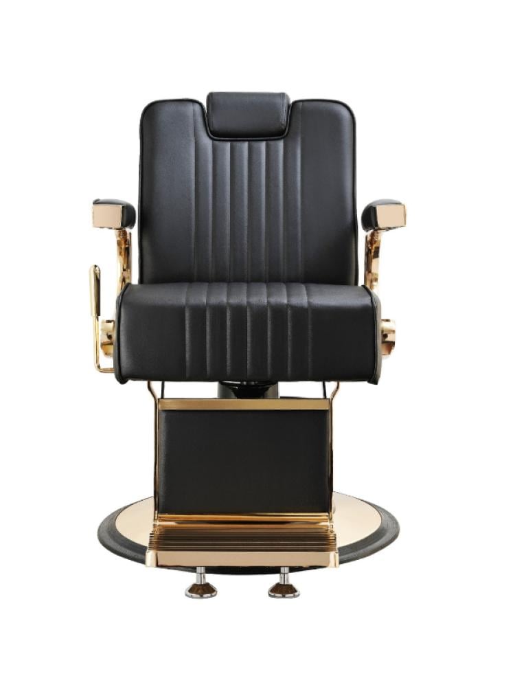 Salon System Men's Barber Chair - Black with Gold Frame