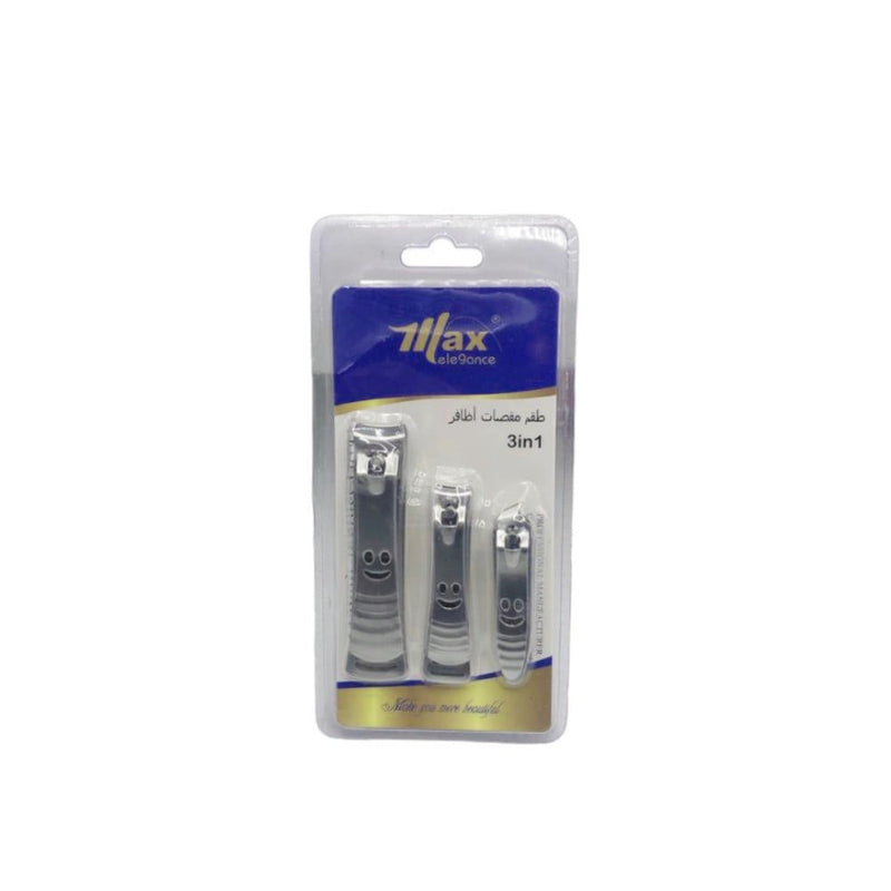 Max Elegance 3-Piece Nail Clipper Set Stainless Steel Precision Blades