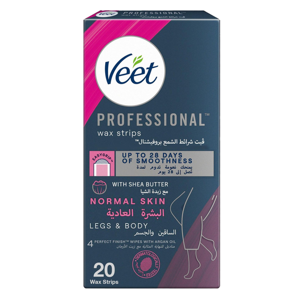 Wax Strips Normal Skin Shea Butter Hair Removal Veet 20 Strips