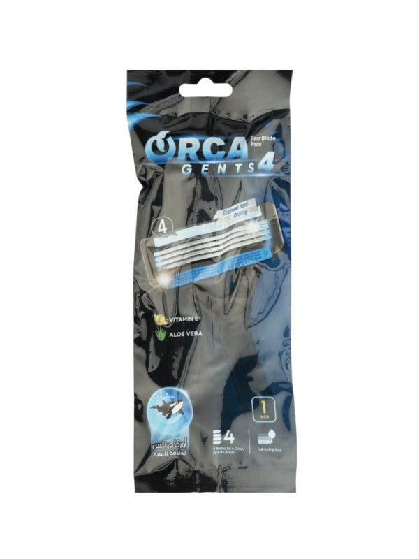 Orca Gent Men's Razor Blade - 4 Blades with Vitamin E & Aloe Vera