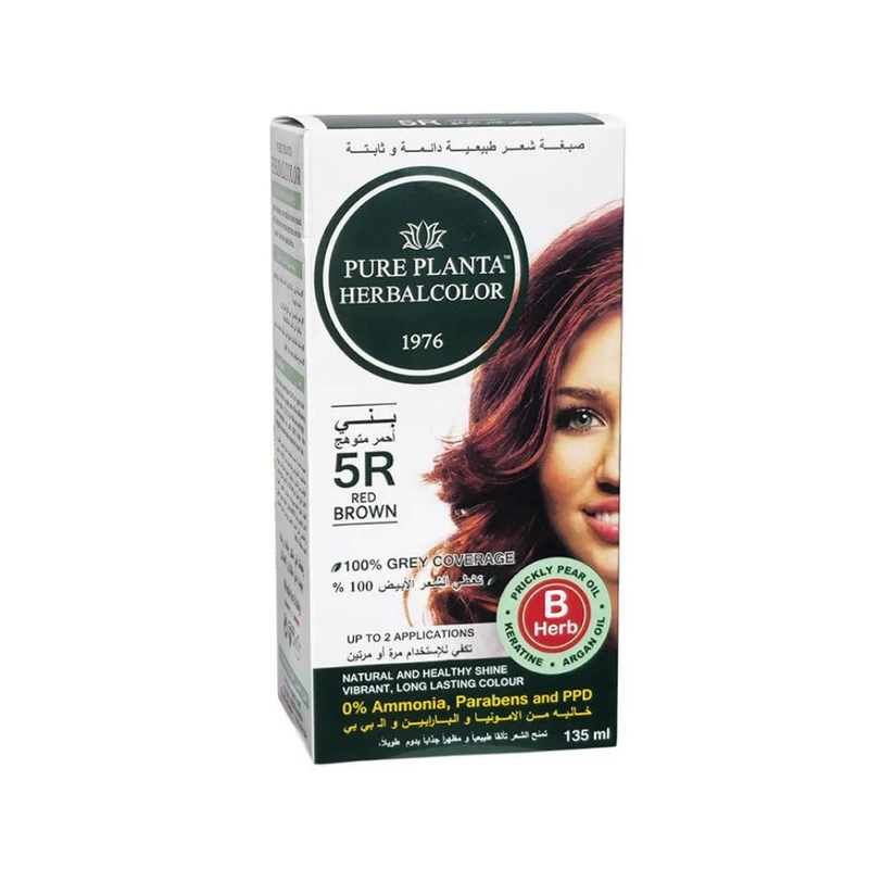 Pure Planta 5R Hair Dye, Incandescent Red Brown, Ammonia-Free, 135ml