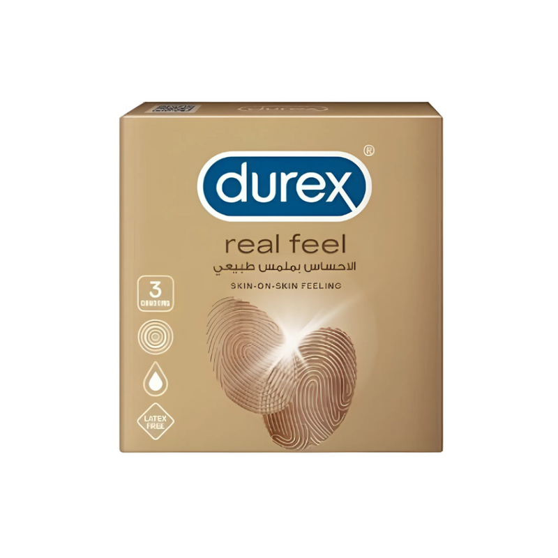 Durex Natural Feel Condoms, Natural Latex, Pre-Lubricated, 3 Count