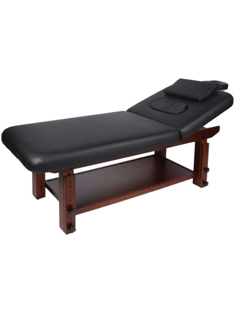 Salon System Black Wooden Height Adjustable Massage Bed