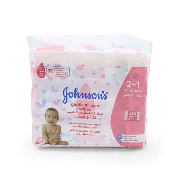 Johnson's Face Wipes Gentle All Over Cleansing Sensitive Skin 216