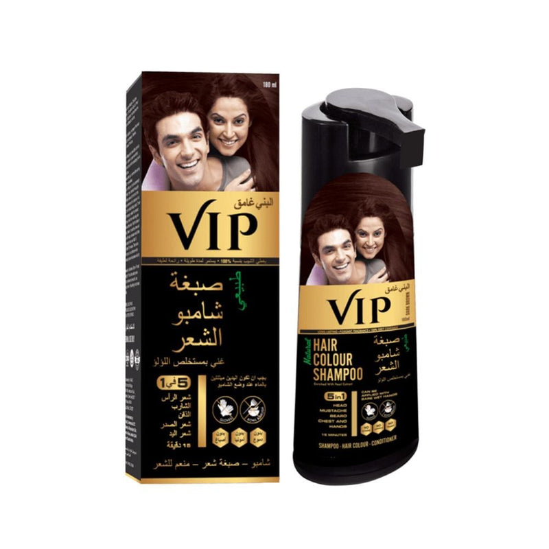 Buy Hair Color Shampoo Dark Brown Pearl Extract VIP 180ml