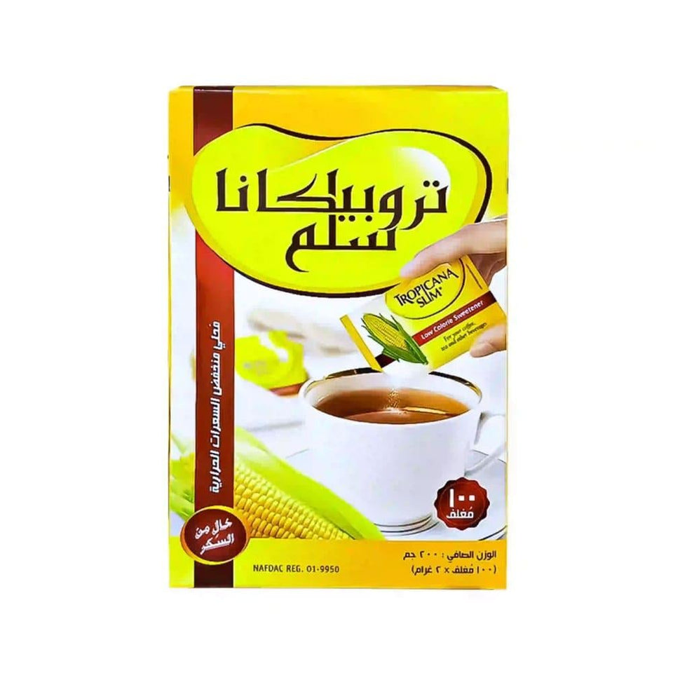 Tropicana Slim Sweetener Sugar Substitute Low Calorie Sachets for Drinks & Recipes 100 Sachets