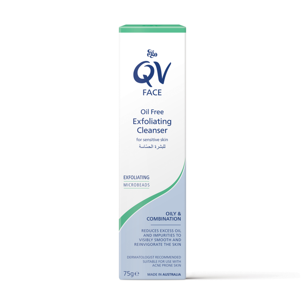 Exfoliating Cleanser Oil-Free Sensitive Skin Smoothing Formula QV 75g