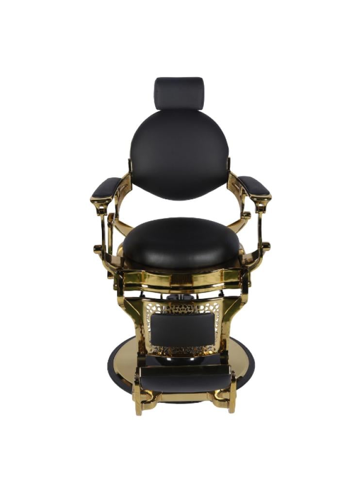 Salon System Barber Chair Black Gold Iron Adjustable