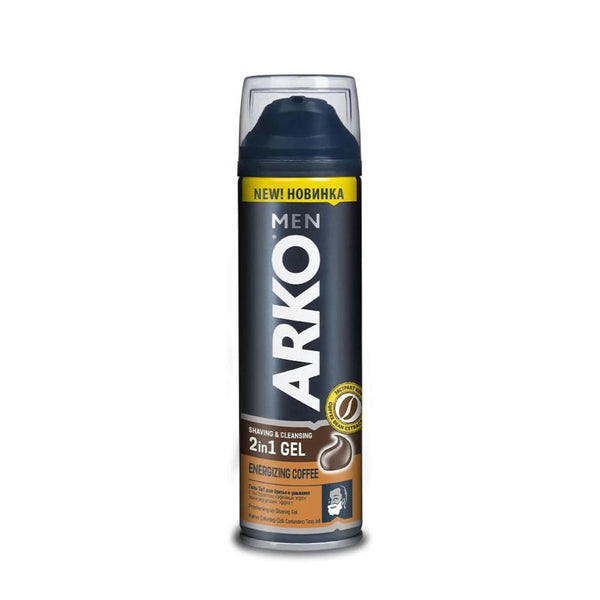 Top Rated Shaving Gel 2-in-1 Cleansing Energizing Coffee Arko 200ml