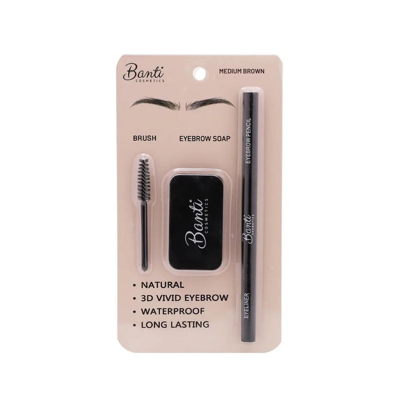 Banti Eyebrow Styling Soap and Pencil Kit Medium Brown Waterproof Eyeliner