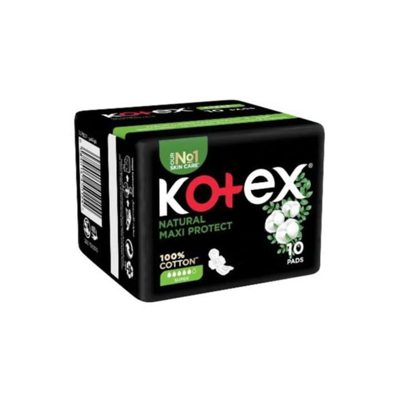 Kotex Maxi Protect Super Sanitary Pads with Cotton - 10 Count