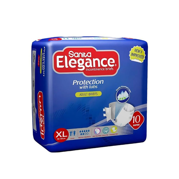 Sanita Elegance Adult Diapers, High Absorbency, Leak Protection, Extra Large, 10 Count