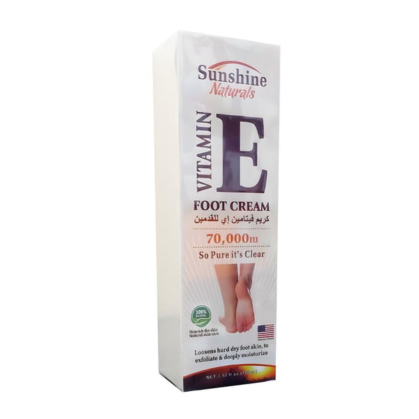 Sunshine Naturals Vitamin E Foot Cream, Dry Heels, 100ml