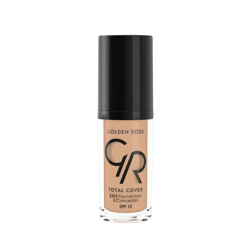Golden Rose 2-in-1 Total Cover Foundation & Concealer, Warm Sand 15, 30ml