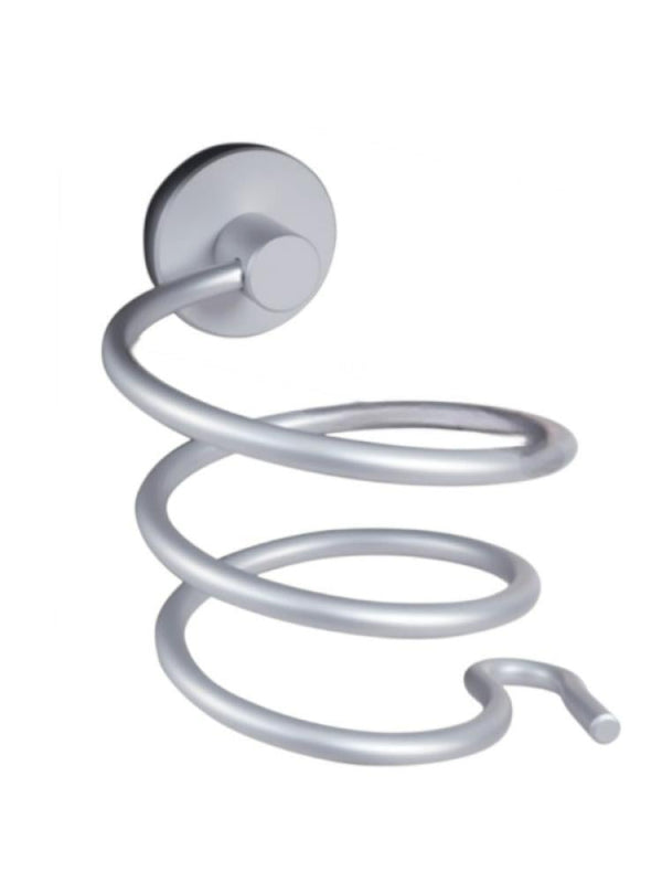 Salon System Spiral Wall Mount Hair Dryer Holder - Silver - 13cm