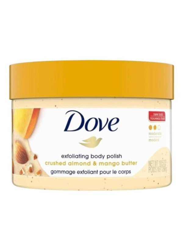 Dove Body Scrub Almond Extract & Mango Butter - Exfoliating, Moisturizing, 298g