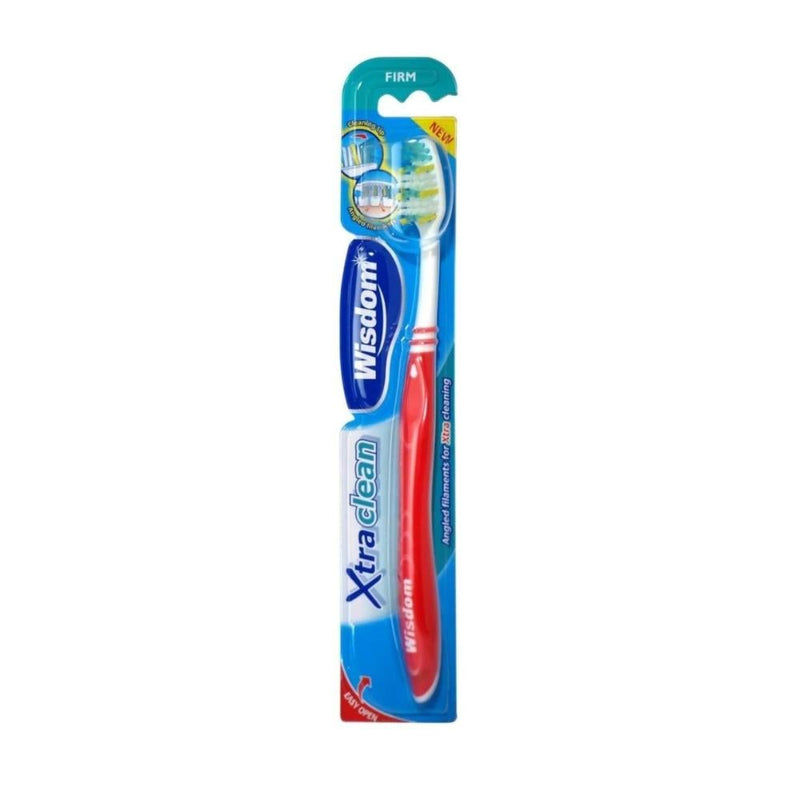 Wisdom Extra Firm Toothbrush, Stiff Bristles, Ergonomic Handle