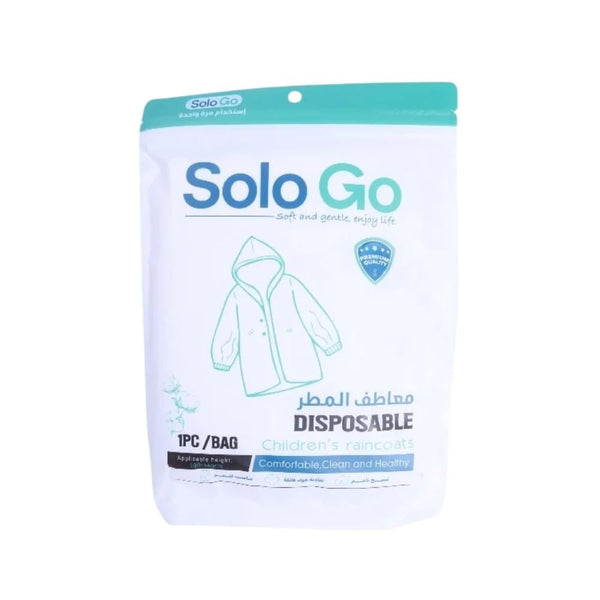 Solo Go Disposable Raincoat, Lightweight Waterproof Poncho, 100 x 140 cm