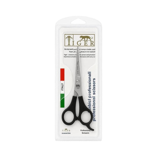 Hair Cutting Scissors Plastic Handle Ergonomic Finger Rest Tiger 6.5mm