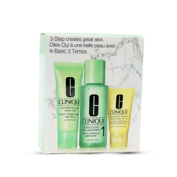 3-Step Skincare Set for Dry Skin - Clinique - 50ml, 100ml, 30ml