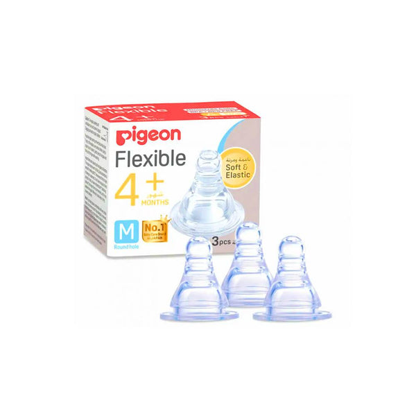 Flexible Medium Flow Baby Bottle Teats BPA Free Pigeon 3 Pieces