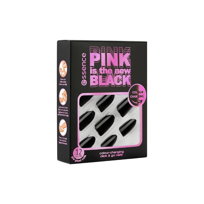 Essence Color Changing Artificial Nails, Black to Pink, Adhesive Pads