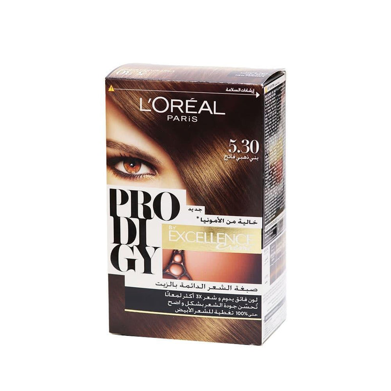 Permanent Hair Dye Light Golden Brown 5.30 Best Bright Color L'Oreal Paris Prodigy