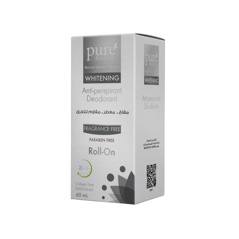 Unscented Deodorant for Sensitive Skin Whitening Roll-On Pure Beauty 60ml
