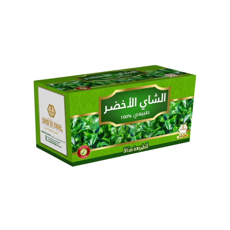 Wadi Al Nahal Organic Green Tea, 100% Natural Leaves, 30 Tea Bags