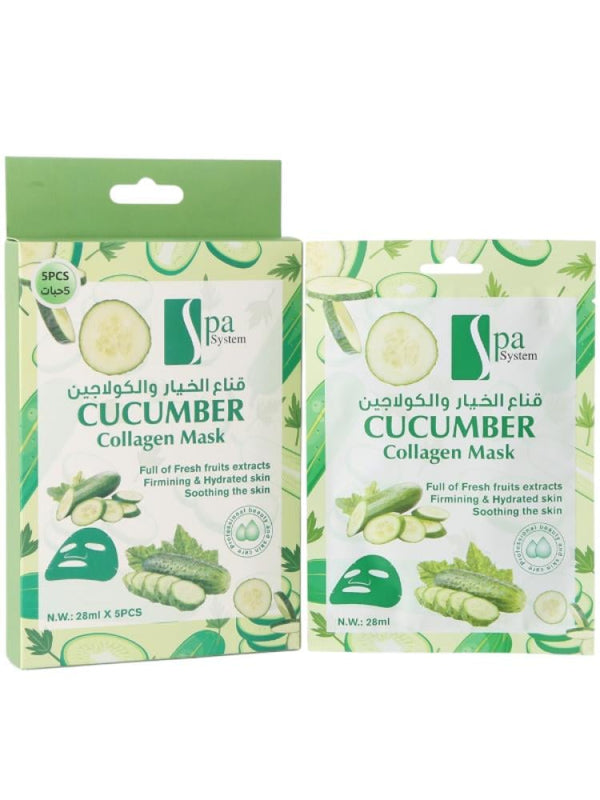 Spa System Cucumber & Collagen Facial Mask 5 x 28 ml